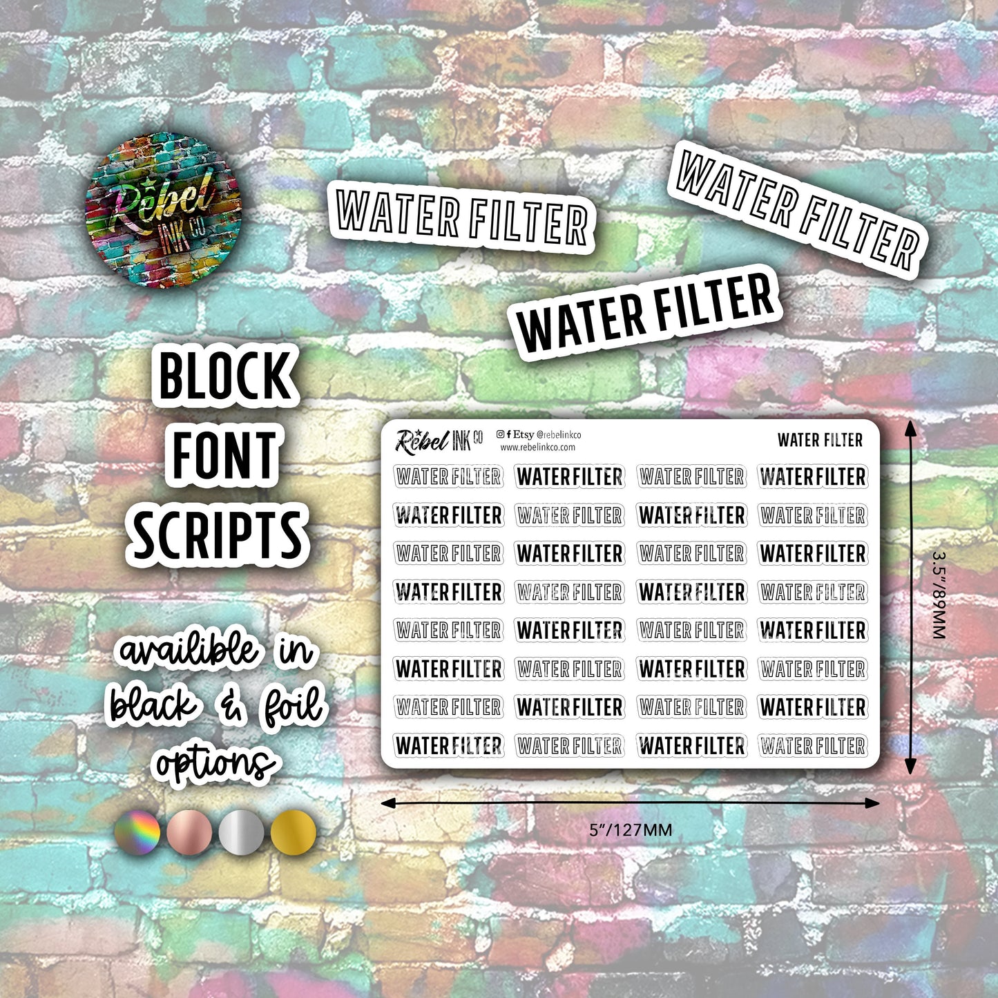 Water Filter Script Stickers