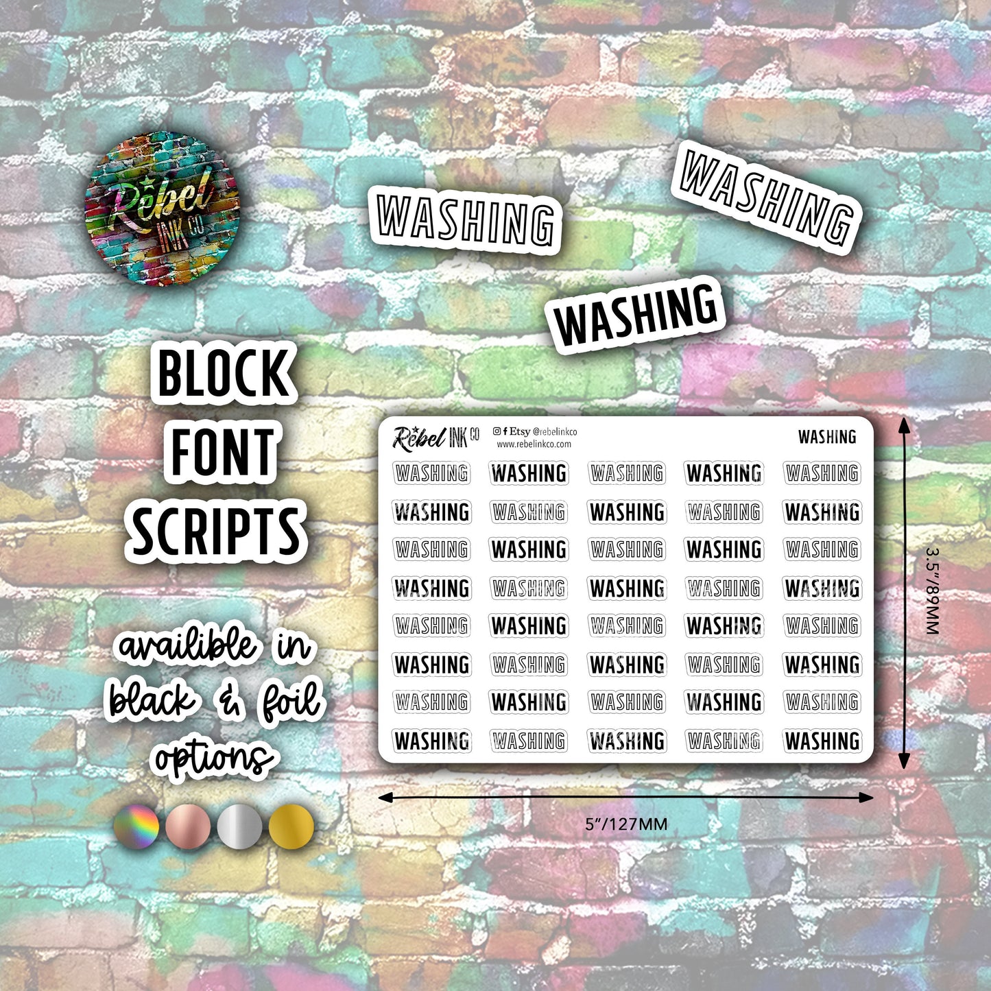 Washing - Script Stickers
