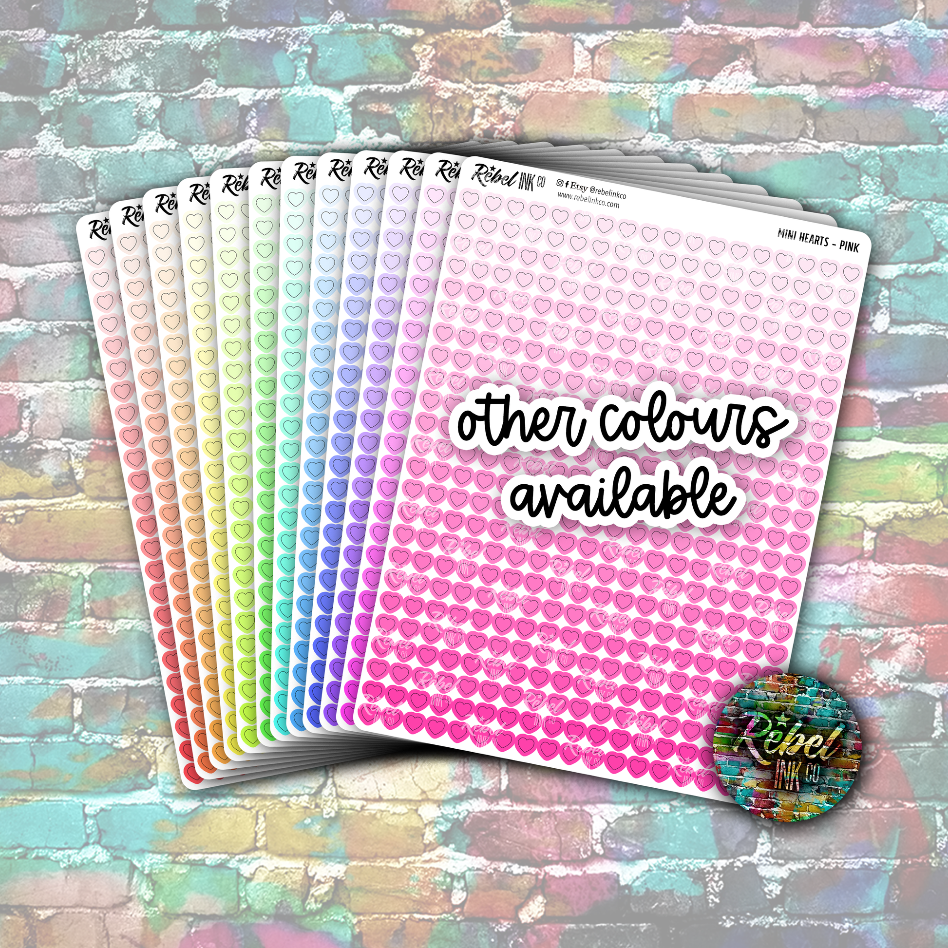 Mini Heart Stickers - Bright Rainbow – rebelinkco