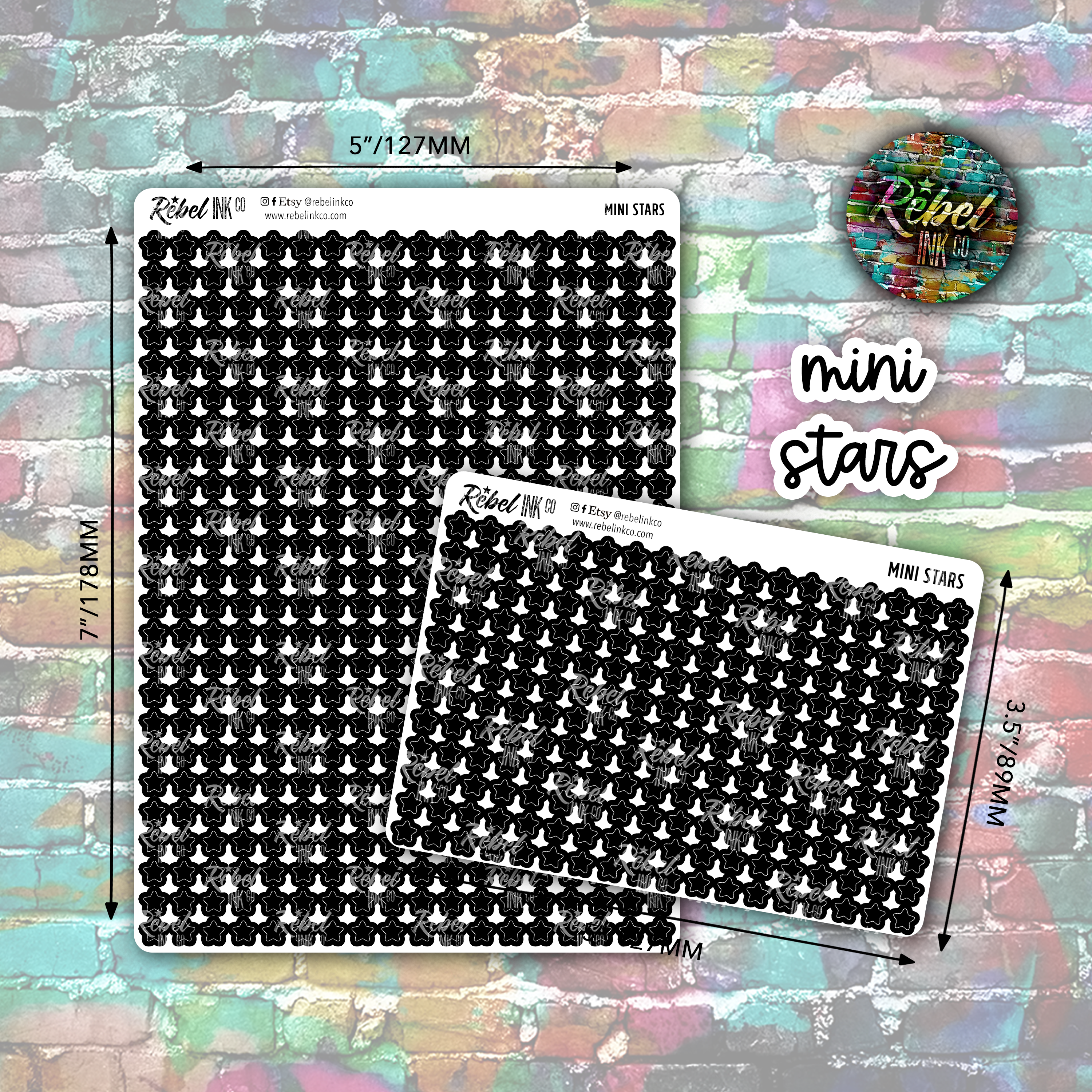 Mini Star Stickers - Black – rebelinkco