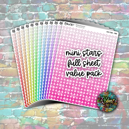 Mini Star Stickers - Full Sheet Rainbow Value Pack