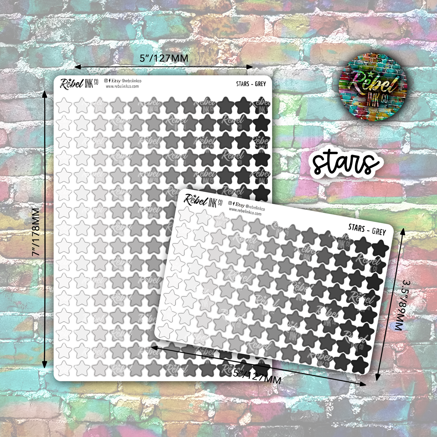 Star Stickers - Grey Ombre